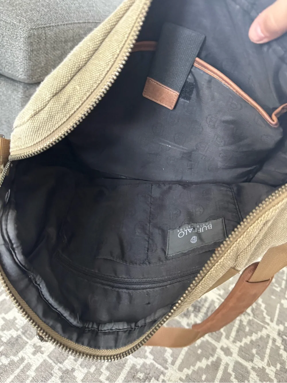 Buffalo David Bitton Olive and Brown Canvas Messenger Bag